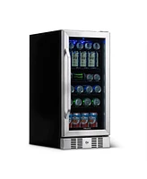 Newair 15" Built-in 96 Can Beverage Fridge in Stainless Steel with Precision Temperature Controls and Adjustable Shelves
