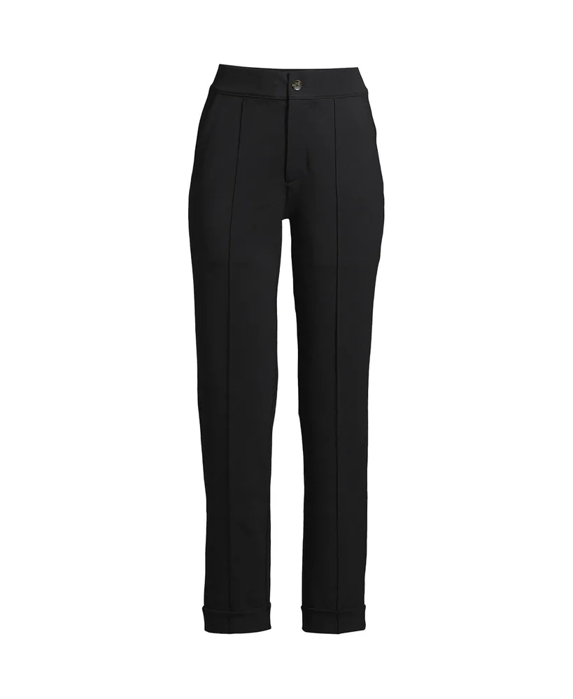 Lands' End Women's Plus Size Starfish High Rise Pintuck Straight Leg Elastic Waist Pull On Ankle Pants