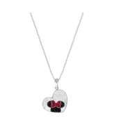 Disney Minnie Mouse Stainless Steel Crystal Heart Necklace, Officially Licensed