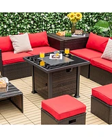 32'' Propane Fire Pit Table 50,000 Btu Square Firepit Heater
