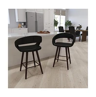 Plath 24 Inch Cappuccino Ultramodern Bar Counter Stool With Upholstered Seat