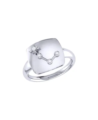 LuvMyJewelry Aries Ram Design Sterling Silver Diamond Signet Ring