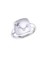 LuvMyJewelry Aries Ram Design Sterling Silver Diamond Signet Ring