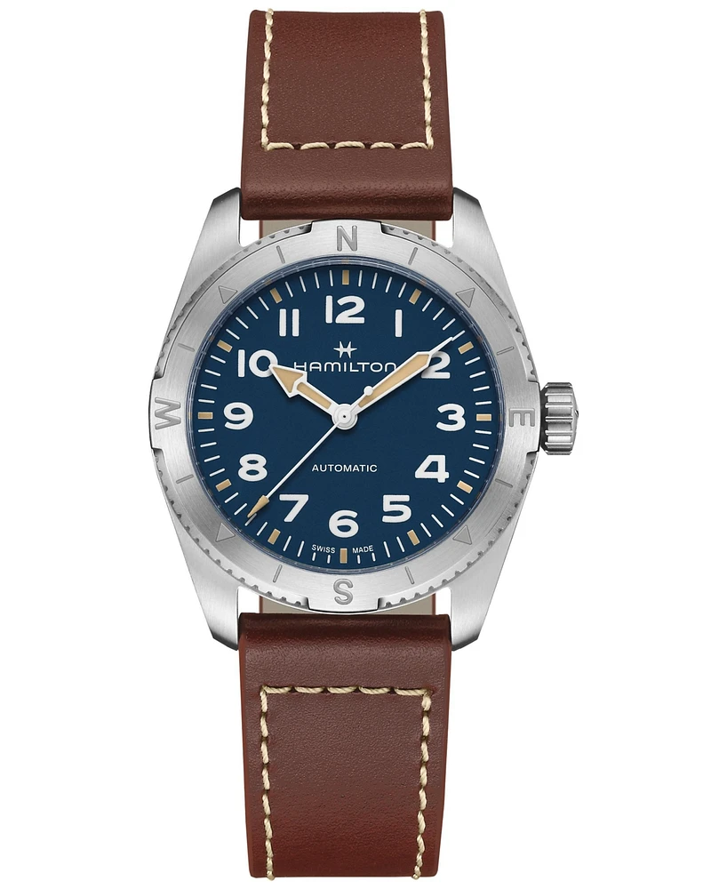 Hamilton Women's Swiss Automatic Khaki Field Expedition Leather Strap Watch 37mm