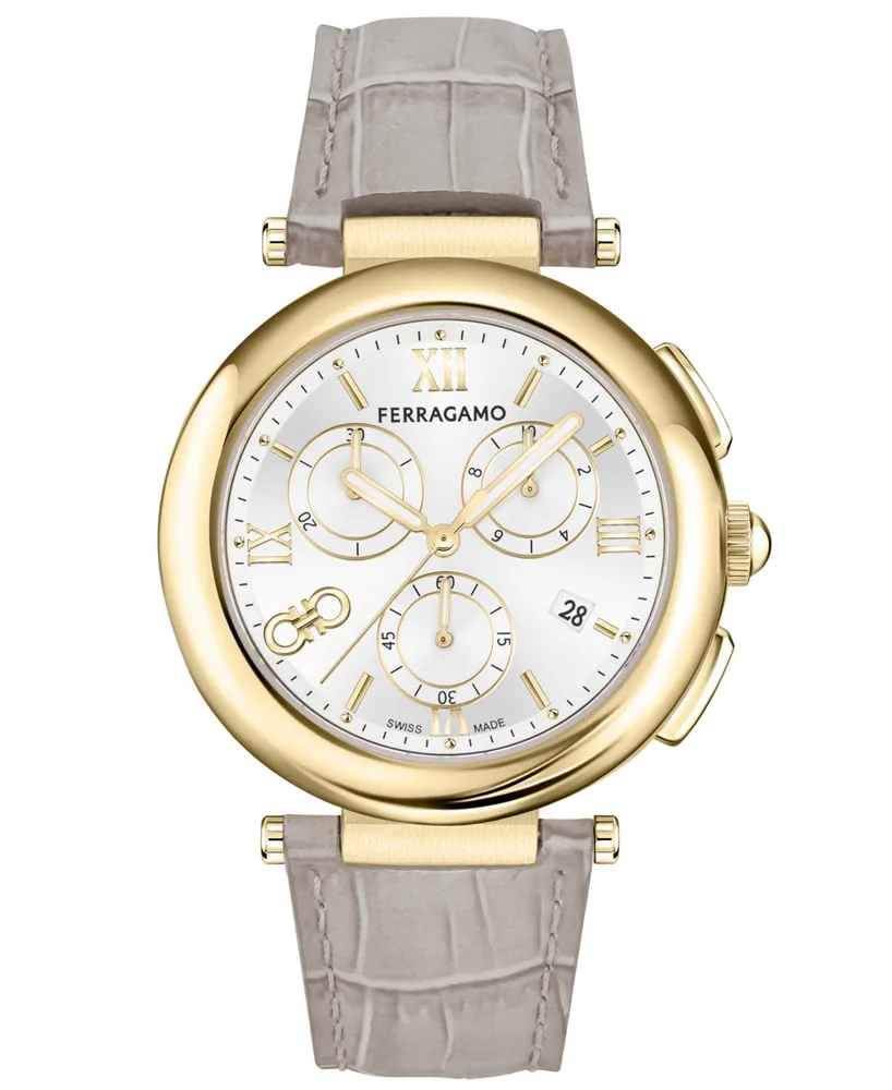 Salvatore Ferragamo Women's Swiss Chronograph Legacy Leather Strap Watch 40mm