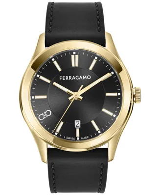 Salvatore Ferragamo Men's Swiss Classic Black Leather Strap Watch 42mm