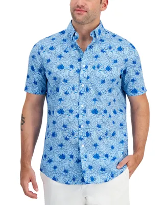 Club Room Men's Trazo Regular-Fit Stretch Floral Button-Down Poplin Shirt, Created for Macy's