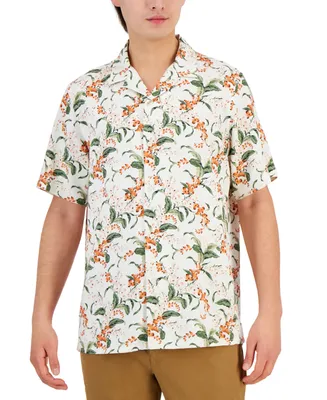 Club Room Men's Elevated Short-Sleeve Floral Print Button-Front Camp Shirt, Created for Macy's