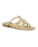 Nine West Women's Makee Square Toe Flat Casual Sandals