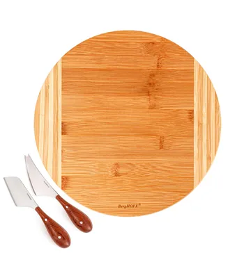 BergHOFF Bamboo 3 Piece Round Board and Aaron Probyn Cheese Knives Set