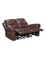 White Label Florentina 61" Leather Match Power with Power Headrests Double Reclining Love Seat