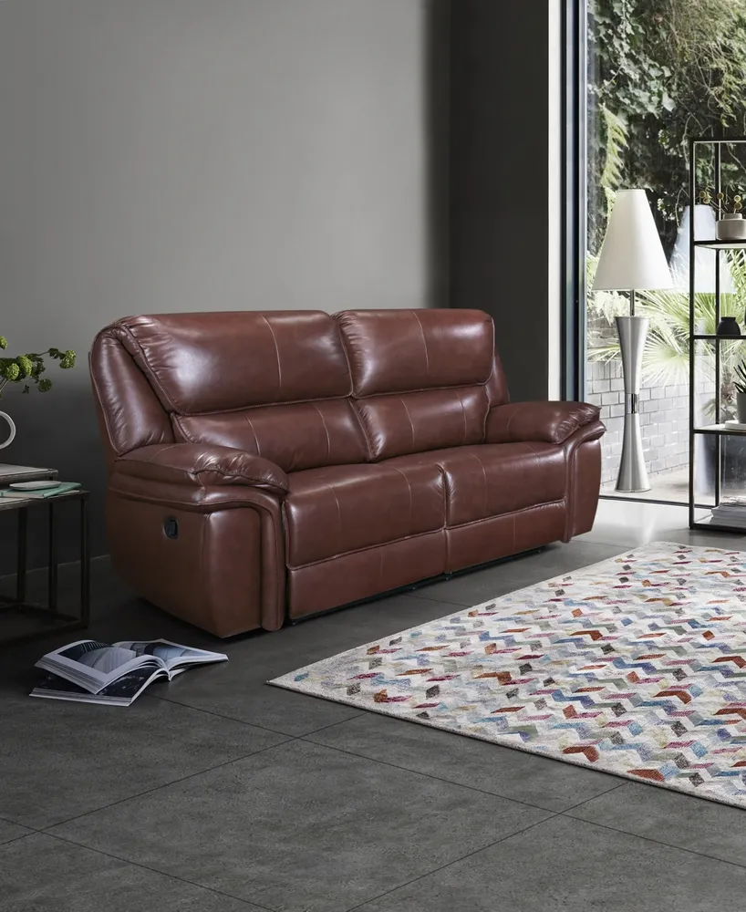 White Label Colin 66" Leather Match Lay Flat Double Reclining Love Seat