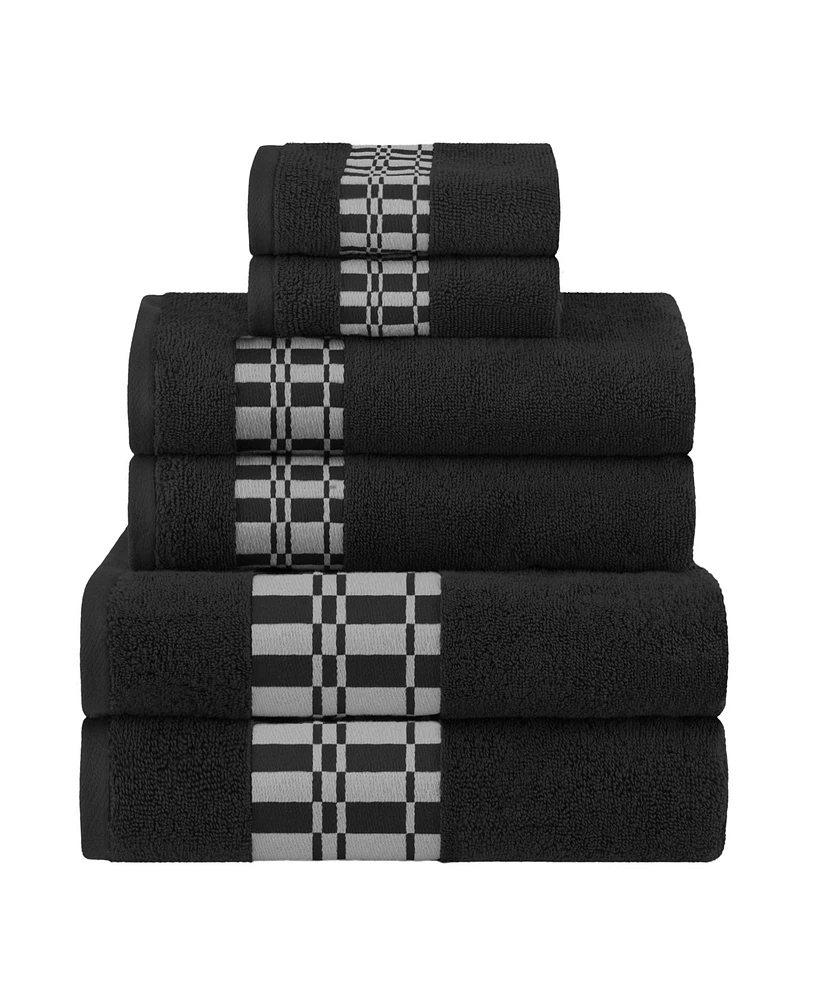 Superior Larissa Geometric Embroidered Jacquard Border Cotton -Pc. Bath Towel Set