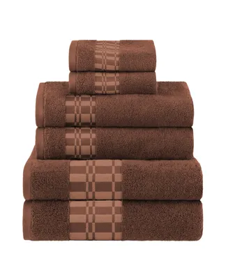Superior Larissa Geometric Embroidered Jacquard Border Cotton 6-Pc. Bath Towel Set