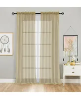 Kate Aurora 2 Pack Basic Home Rod Pocket Sheer Voile Window Curtains