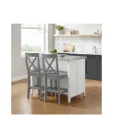 Crosley Furniture Silvia 46" Stainless Steel Top Kitchen Island W/X-Back Stools