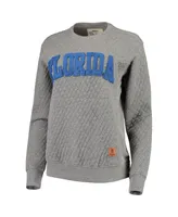 Women's Pressbox Heather Charcoal Florida Gators Moose Quilted Pullover Sweatshirt