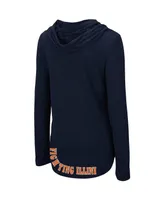 Women's Colosseum Navy Illinois Fighting Illini My Lover Lightweight Hooded Long Sleeve T-shirt