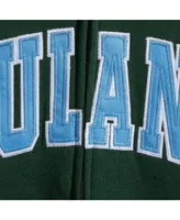 Women's Green Tulane Wave Arched Name Full-Zip Hoodie