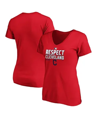Women's Fanatics Red Cleveland Guardians 2020 Postseason Locker Room Plus V-Neck T-shirt