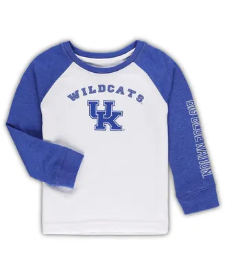 Toddler Boys and Girls Colosseum Royal, White Kentucky Wildcats Two-Hit Raglan Long Sleeve T-shirt