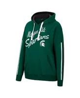 Women's Colosseum Green Michigan State Spartans Serena Oversized Sleeve Striping Pullover Hoodie