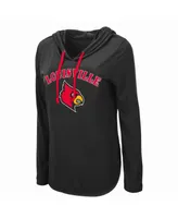 Women's Colosseum Black Louisville Cardinals My Lover Lightweight Hooded Long Sleeve T-shirt