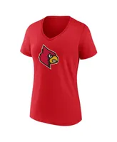 Women's Fanatics Red Louisville Cardinals Evergreen Logo V-Neck T-shirt