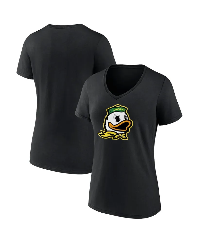 Women's Fanatics Black Oregon Ducks Evergreen Logo V-Neck T-shirt