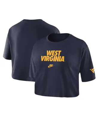 Women's Nike Navy West Virginia Mountaineers Wordmark Cropped T-shirt