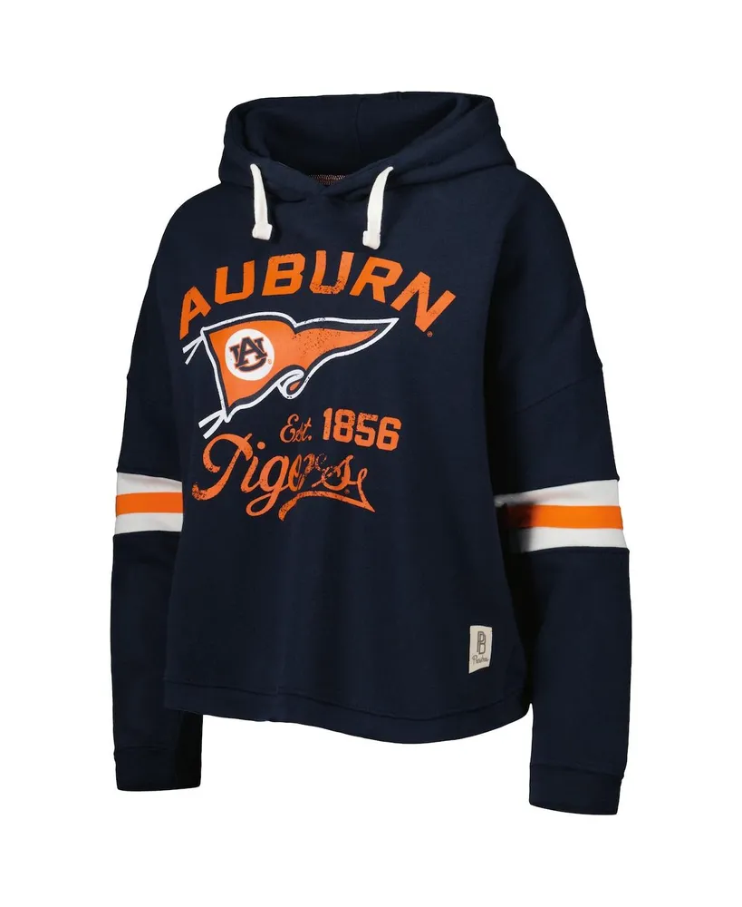 Women's Pressbox Navy Distressed Auburn Tigers Super Pennant Pullover Hoodie