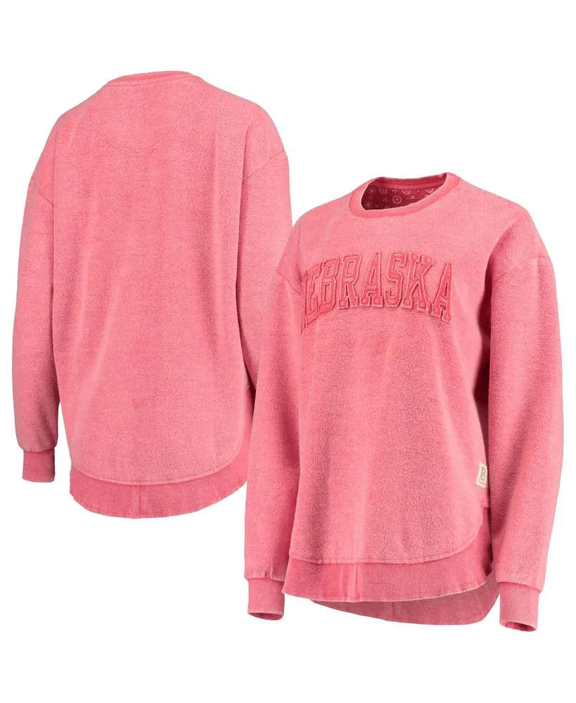 Women's Pressbox Scarlet Distressed Nebraska Huskers Ponchoville Pullover Sweatshirt