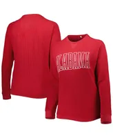 Women's Pressbox Crimson Alabama Tide Surf Southlawn Waffle-Knit Thermal Tri-Blend Long Sleeve T-shirt