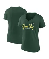 Women's Fanatics Green Green Bay Packers Shine Time V-Neck T-shirt