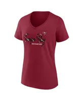 Women's Fanatics Red Tampa Bay Buccaneers Shine Time V-Neck T-shirt