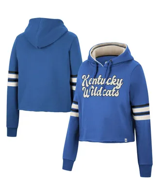 Women's Colosseum Royal Kentucky Wildcats Retro Cropped Pullover Hoodie