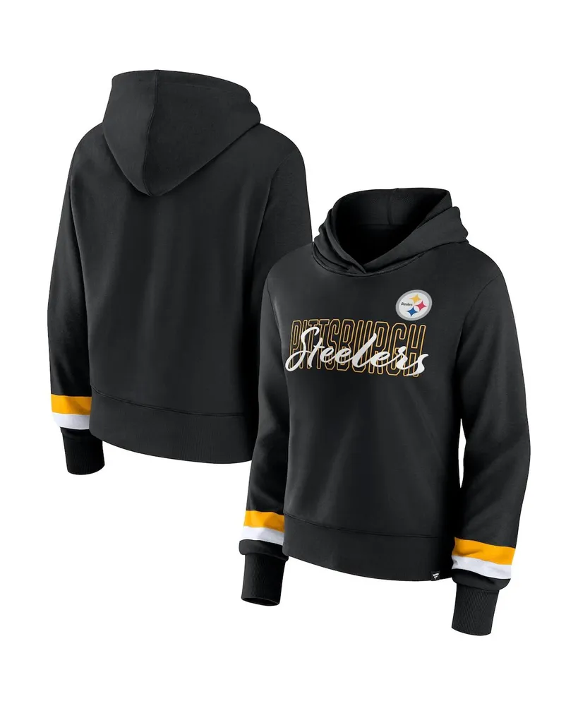 Women's Fanatics Black Pittsburgh Steelers Over Under Pullover Hoodie