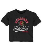 Infant Boys and Girls Black Distressed Ottawa Senators Take The Lead T-shirt