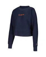 Women's League Collegiate Wear Navy Florida Gators Timber Cropped Pullover Sweatshirt