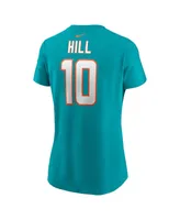 Women's Nike Tyreek Hill Aqua Miami Dolphins Player Name and Number T-shirt