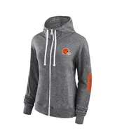 Women's Fanatics Heather Charcoal Cleveland Browns Opening Coin Flip Hoodie Full-Zip Sweatshirt