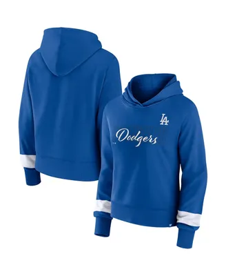 Women's Fanatics Royal Los Angeles Dodgers Over Under Pullover Hoodie