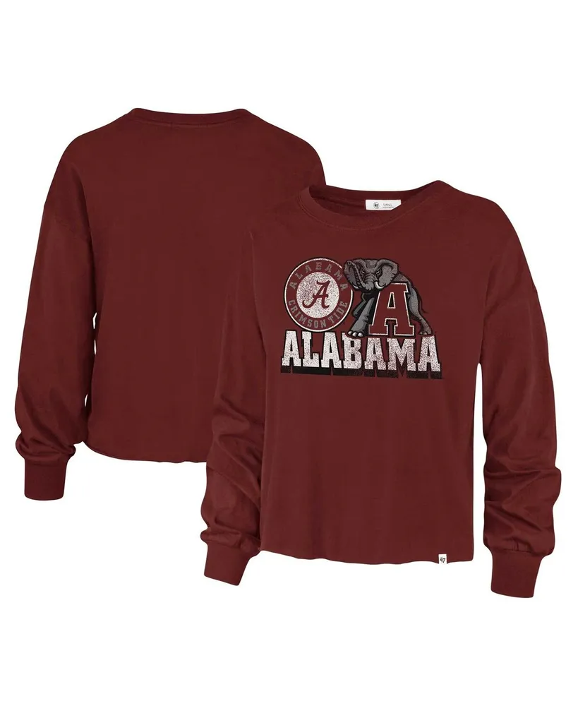 Women's '47 Brand Crimson Distressed Alabama Tide Bottom Line Parkway Long Sleeve T-shirt
