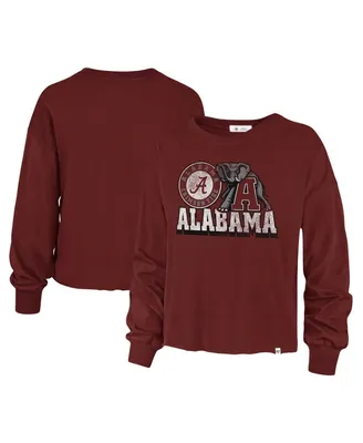 Women's '47 Brand Crimson Distressed Alabama Crimson Tide Bottom Line Parkway Long Sleeve T-shirt