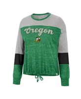 Women's Colosseum Green Oregon Ducks Joanna Tie Front Long Sleeve T-shirt