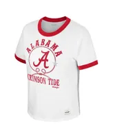 Women's Colosseum x Wrangler White Distressed Alabama Crimson Tide Freehand Ringer T-shirt