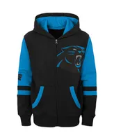 Big Boys Black Carolina Panthers Colorblock Full-Zip Hoodie