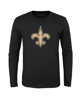 Big Boys Black New Orleans Saints Primary Logo Long Sleeve T-shirt