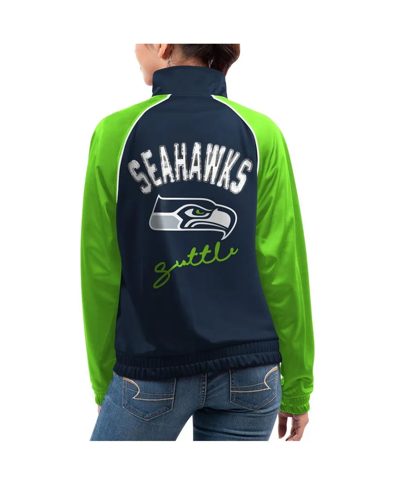 Women's G-iii 4Her by Carl Banks Navy Seattle Seahawks Showup Fashion Dolman Full-Zip Track Jacket