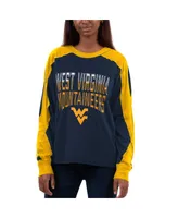 Women's G-iii 4Her by Carl Banks Navy, Gold West Virginia Mountaineers Smash Oversized Long Sleeve T-shirt